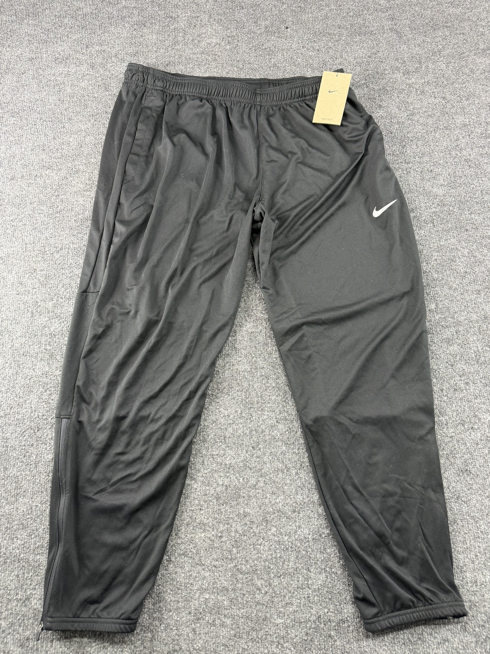 Nike Track Pants Mens 2XL Black Dri-FIT Elastic Waist Zip Hem Running Athletic